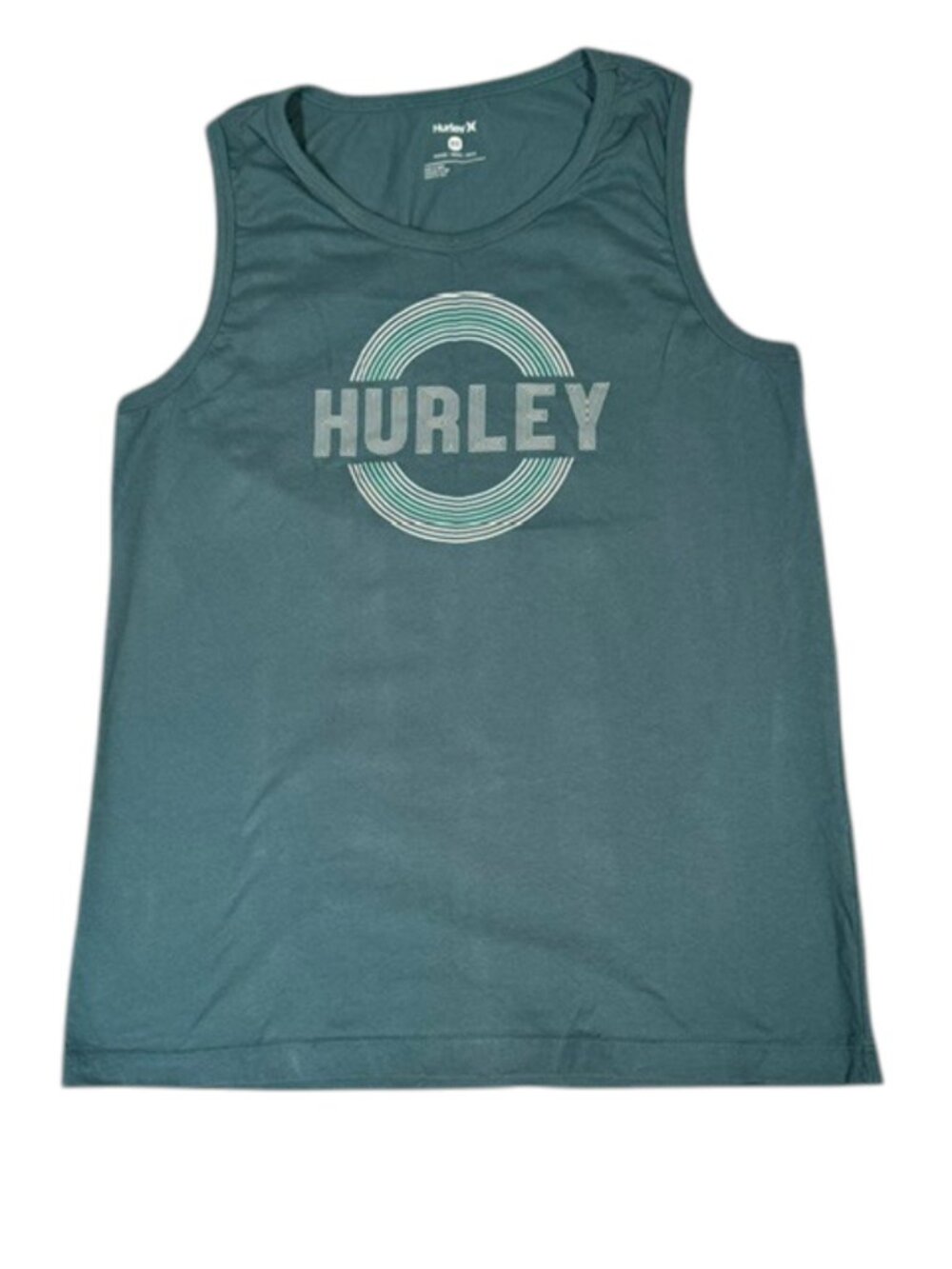 NWOT Hurley Mens Tank Top M Teal Blue Logo Graphic Sleeveless Cotton Shirt